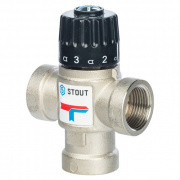 Клапан термостатический смесительный STOUT - 3/4" (ВР, t20-43°C, kvs 1.6, L-образное смешивание)