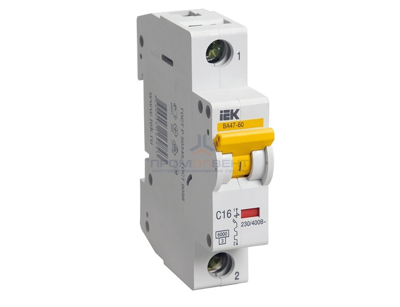 Автоматический выключатель ВА 47-60 1Р 10А 6 кА характеристика С ИЭК (автомат)